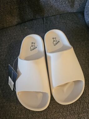 art class Cream Slide Sandals for Kids - Easy Slip-On